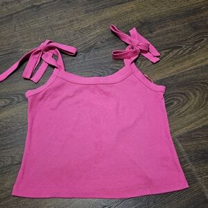 Chelsea & Violet NWT Womens Tie Shoulder Tank Crop Top Hot Pink Size XL